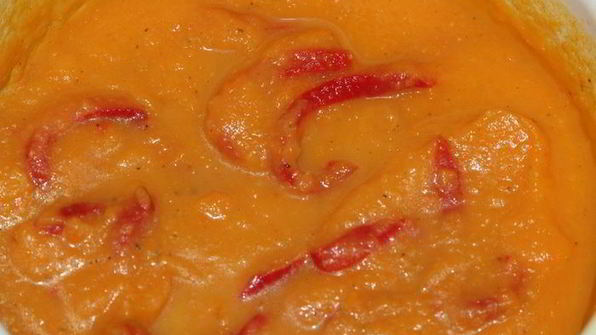 суп-пюре из запеченной тыквы с перцами