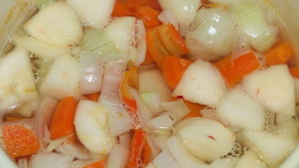 суп-пюре из запеченной тыквы с перцами