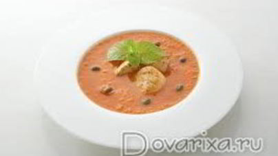 Суп-пюре морковный с гребешком и индейкой