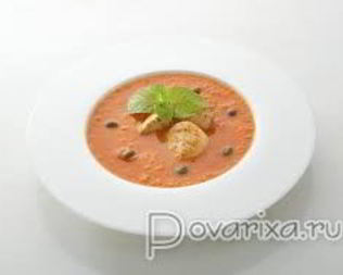 Суп-пюре морковный с гребешком и индейкой