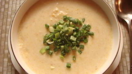 Суп-пюре с креветками и картофелем