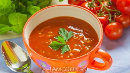 Томатный суп-пюре с рисом
