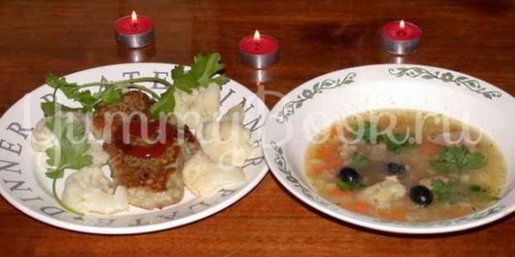 Рецепт суп с картофелем, рисом свининой и цветной капустой