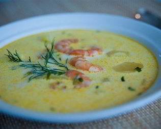 Сырный суп с креветками