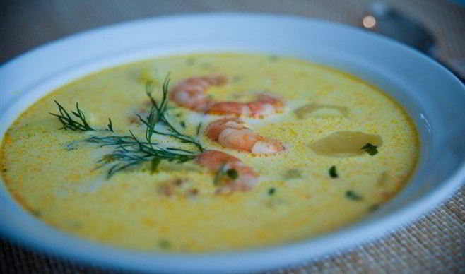 Сырный суп с креветками