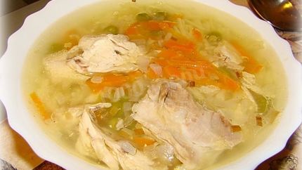 Вкусный суп с курицей и вермишелью