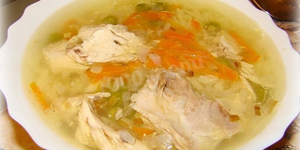 Рецепт вкусный суп с курицей и вермишелью
