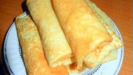 Блинчики на молоке со свиной печенкой и капустой