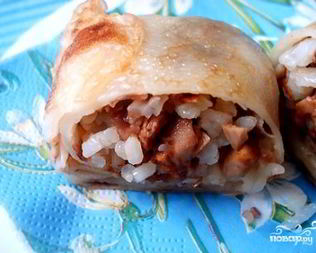 Блинчики с грибами и рисом