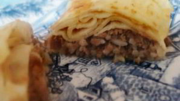 блинчики с грибами и рисом