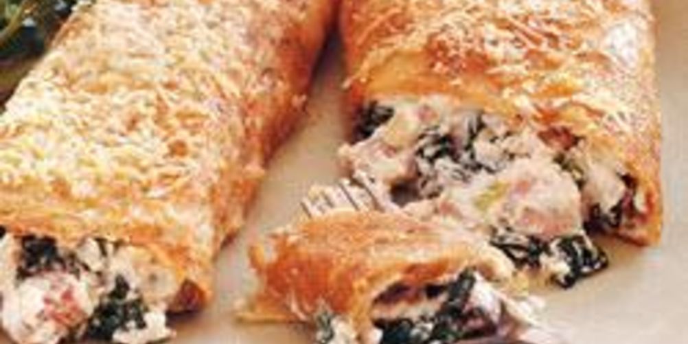 Рецепт блинчики с начинкой из ветчины, грибов и шпината