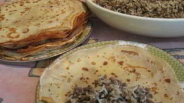 блинчики с печенью и рисом