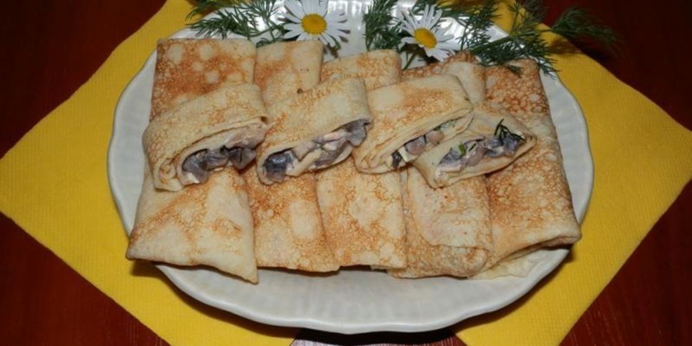 Рецепт блины с грибами и сыром