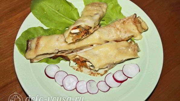 блины с курицей и морковью