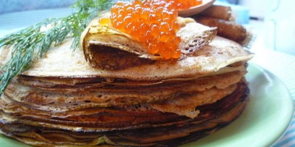 Рецепт ржаные блины на простокваше с красной икрой