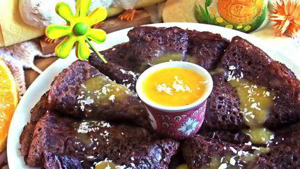 Шоколадные блины с лимонным курдом