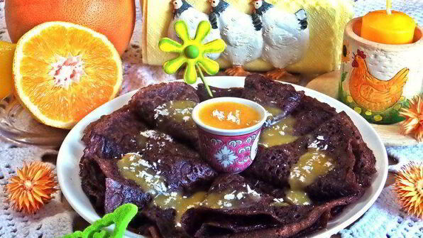 шоколадные блины с лимонным курдом