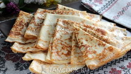 Тонкие блины с дырочками на сыворотке