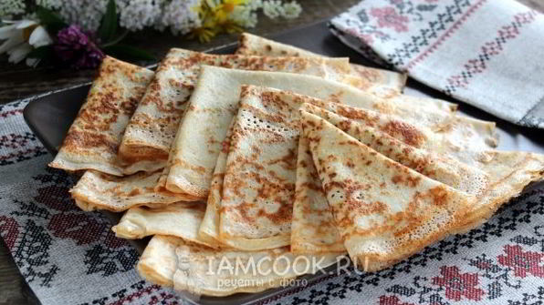 тонкие блины с дырочками на сыворотке