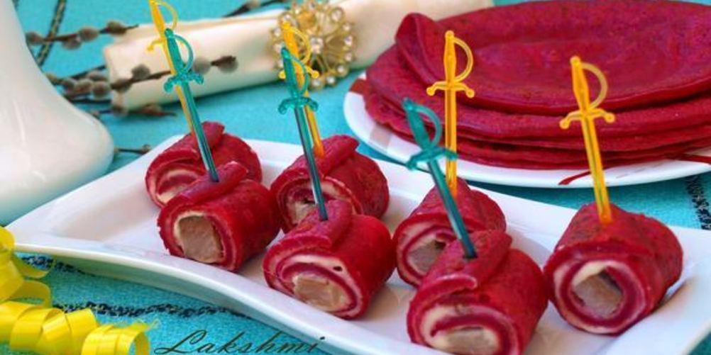 Рецепт закусочные свекольные блинчики с сельдью