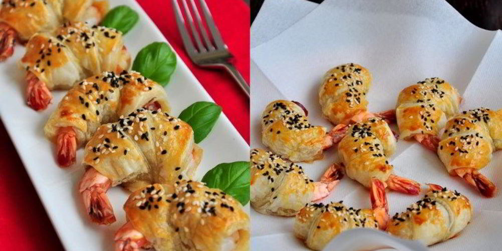 Рецепт мини-круассаны с креветками и прошутто