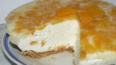 Чизкейк без выпечки с персиками