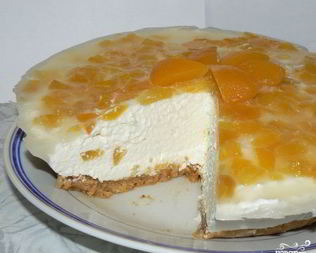 Чизкейк без выпечки с персиками