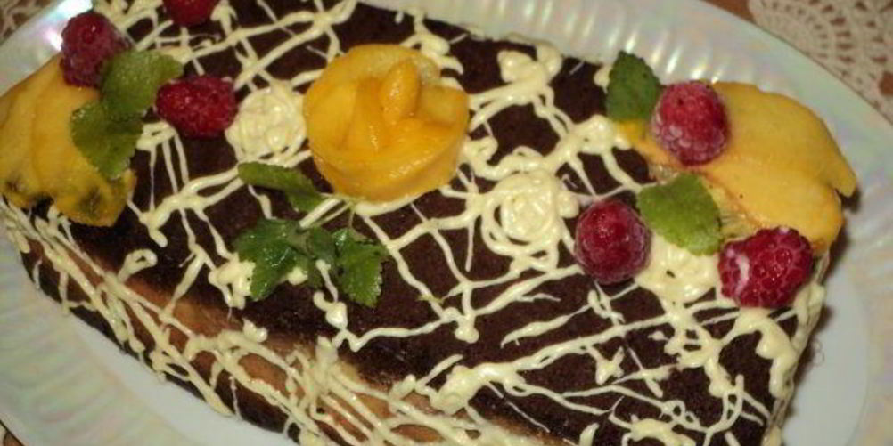 Рецепт мраморный чизкейк с малиной и персиками