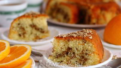 Апельсиновый кекс с халвой в мультиварке