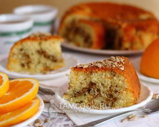 Апельсиновый кекс с халвой в мультиварке