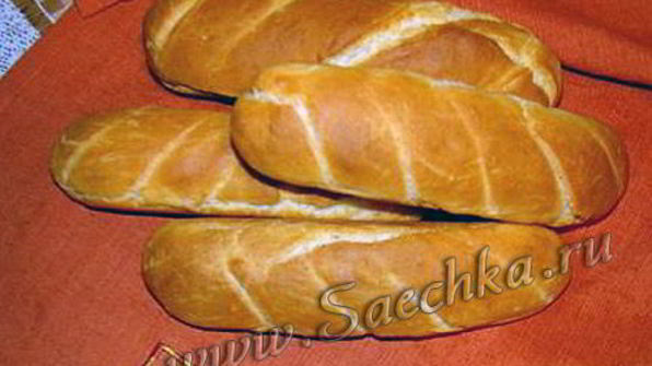 багет в специальных формах для хлебопечки