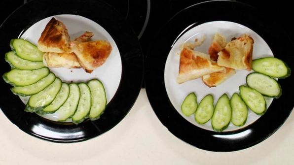 конвертики с гребешками, семгой и сыром