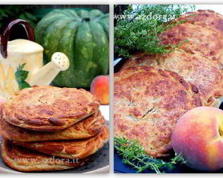 Фокачча из гречневой муки с персиками