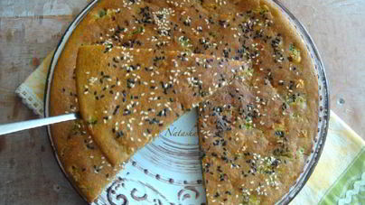 Лепешка с отрубями, сыром и зеленью