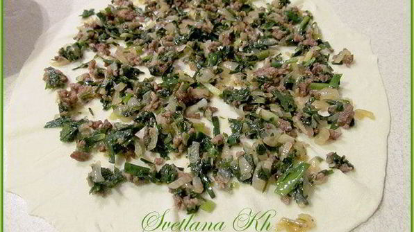 лепешки по-дунгански с мясом и зеленью