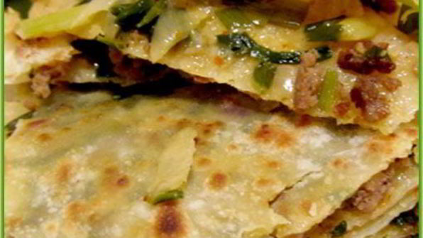 лепешки по-дунгански с мясом и зеленью