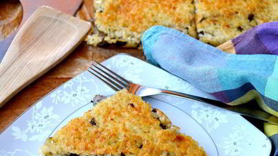 Рисовая лепешка, фаршированная грибами