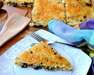 Рисовая лепешка, фаршированная грибами