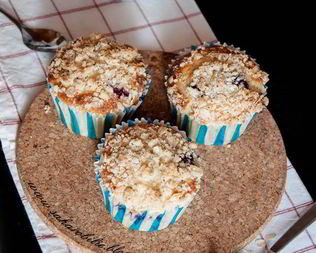 Маффины на йогурте с черникой и овсяными хлопьями