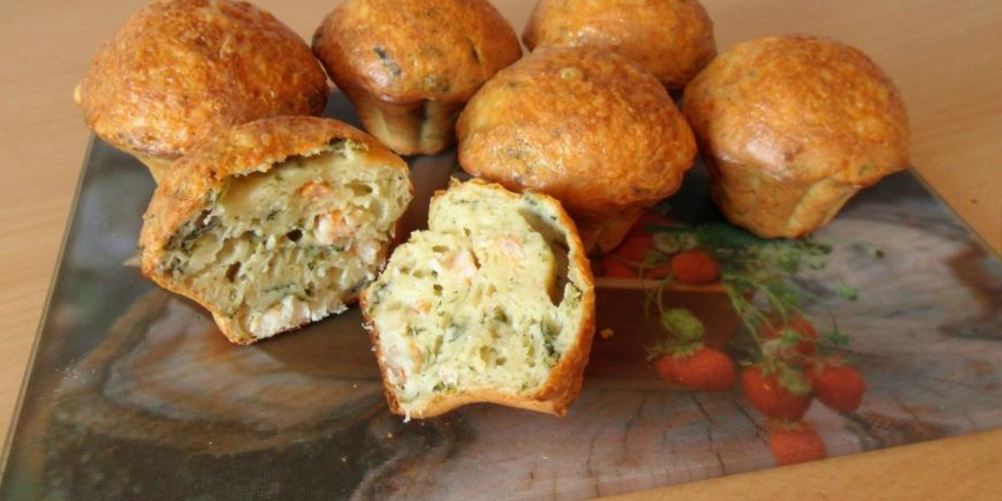 Рецепт маффины с креветками и шпинатом
