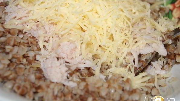 гречневые оладушки с ветчиной и сыром