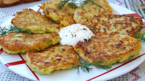 кабачковые оладьи с творогом