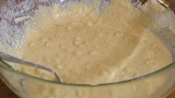 оладушки из поленты со сладкой кукурузой и беконом