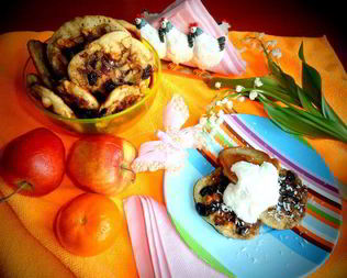 Оладушки с карамельно-фруктовым припеком