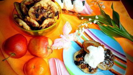 Оладушки с карамельно-фруктовым припеком