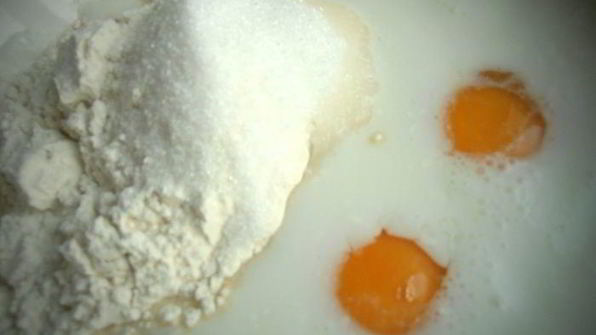 оладушки с карамельно-фруктовым припеком