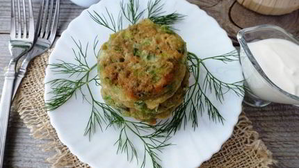 Оладьи из зеленого лука с тмином