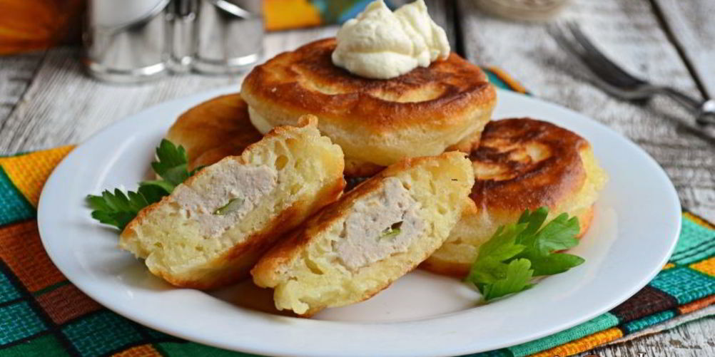 Рецепт оладьи с начинкой из куриного фарша