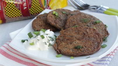 Печеночные оладьи с гречкой