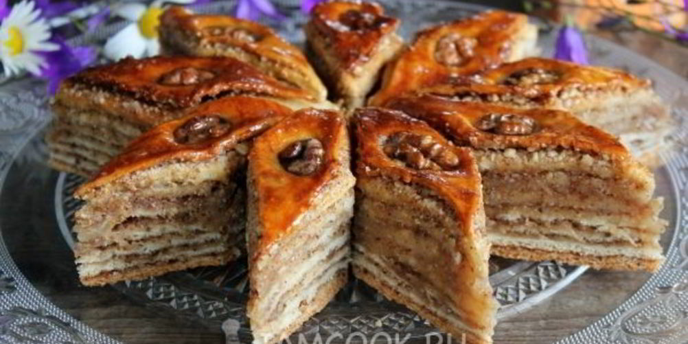 Рецепт пахлава с грецкими орехами и медом